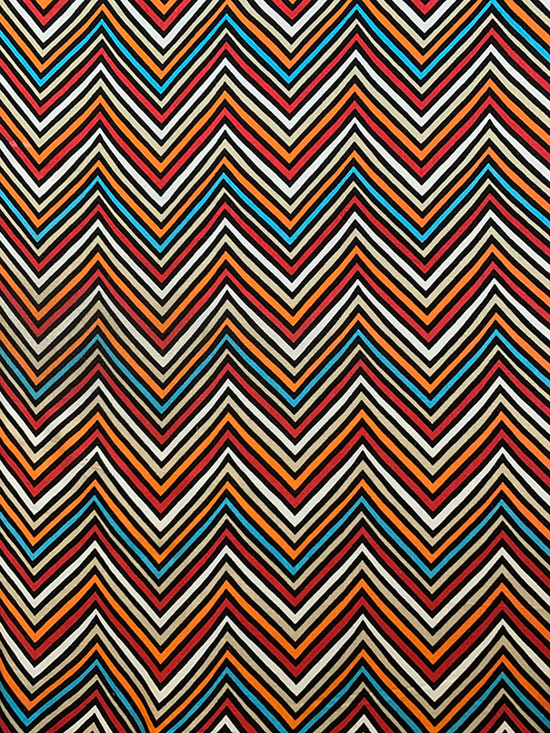 Beige Multi Chevron Print Rayon Challis Fabric - Image 2