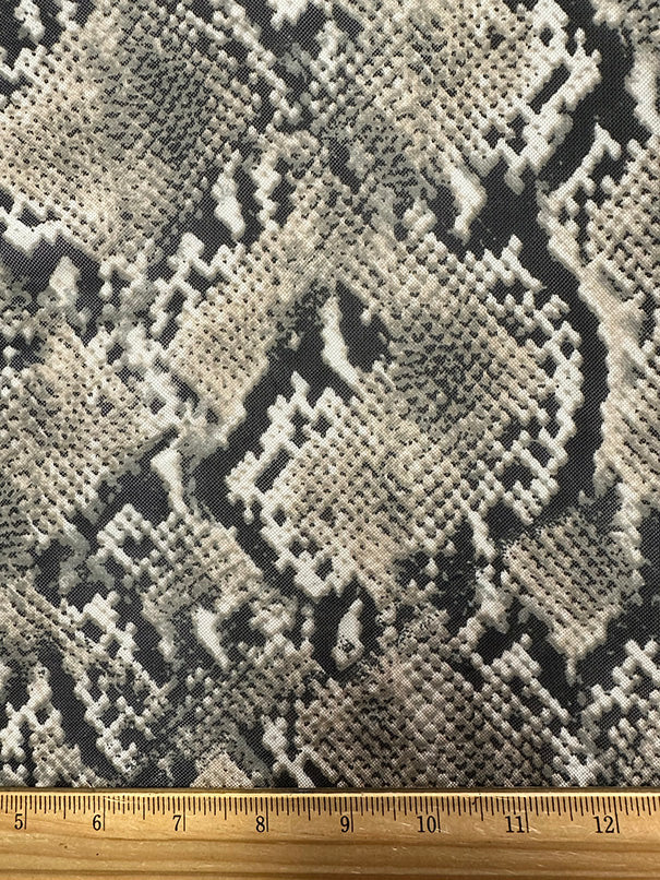 Beige Multi Snakeskin Print Stretch Mesh Fabric - Image 3