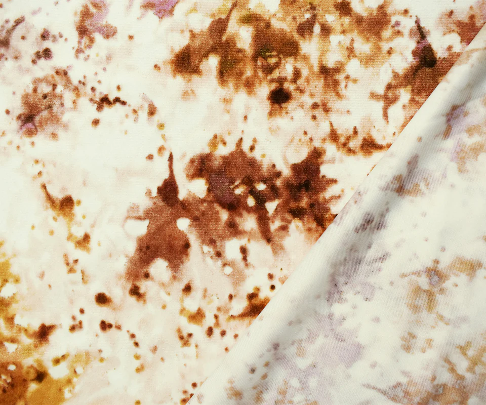 Beige-Pink-Multi Poly Stretch Spandex Tie Dye Velvet Knit Fabric - Image 2
