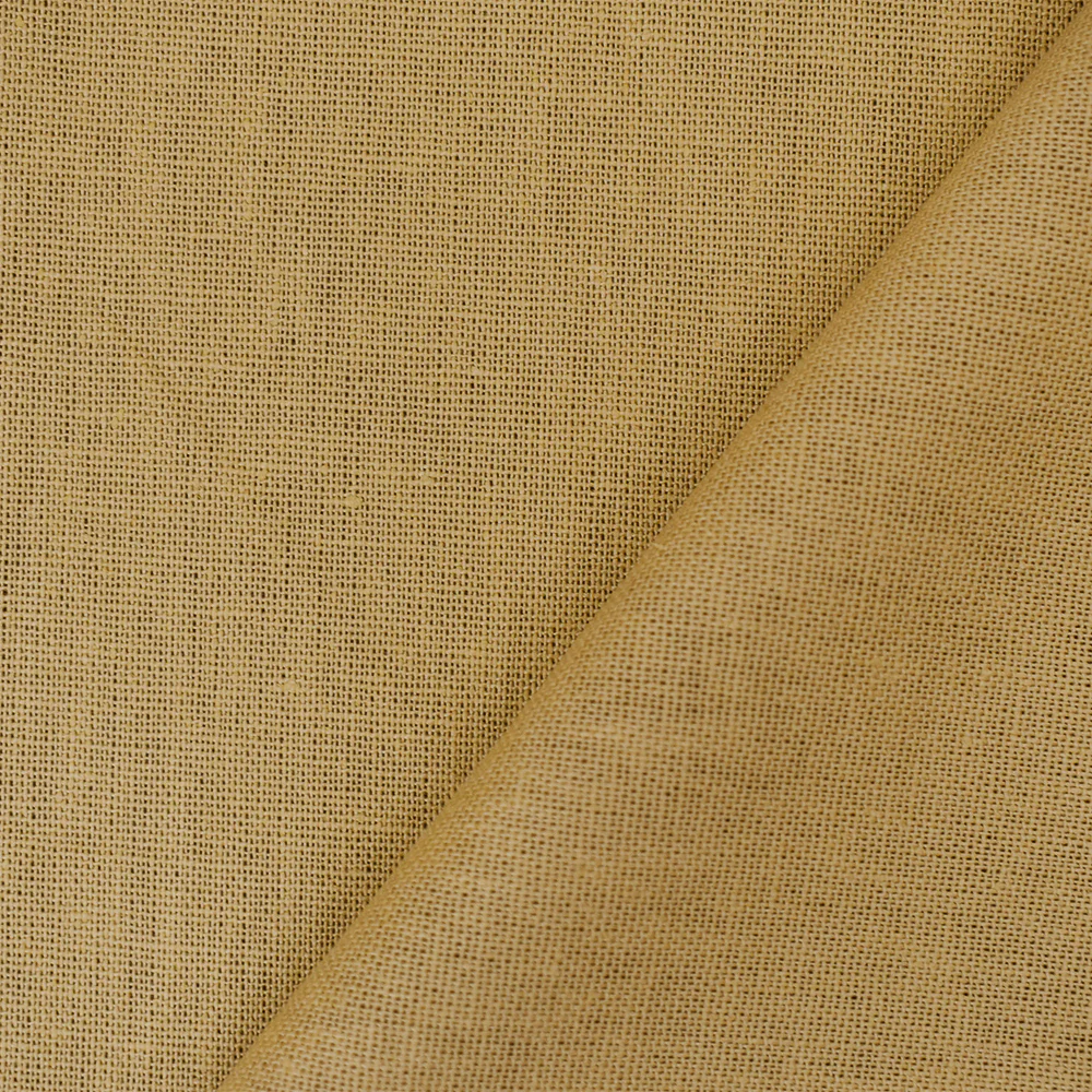 Beige Solid Linen Woven Shirting Fabric