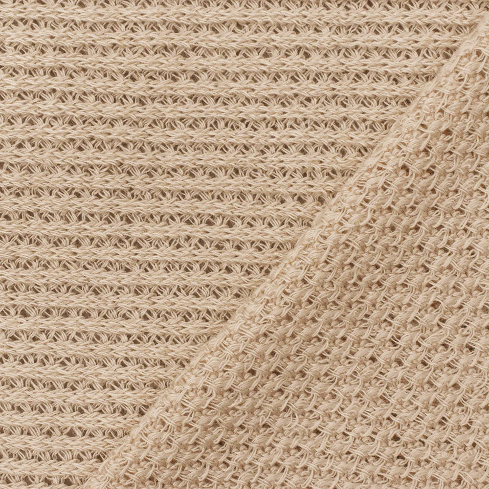 Beige Solid Stretch Poly Spandex Sweater Knit Fabric - Image 2
