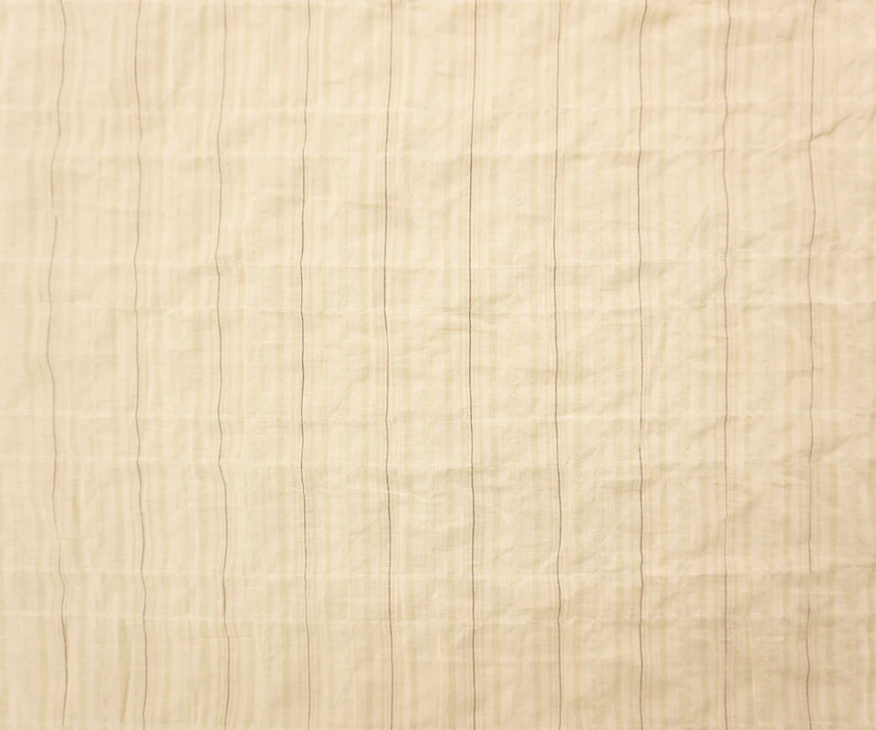 Beige-White Famous Maker Cotton Stripe-Plaid Crinkle Woven Fabric - Image 4