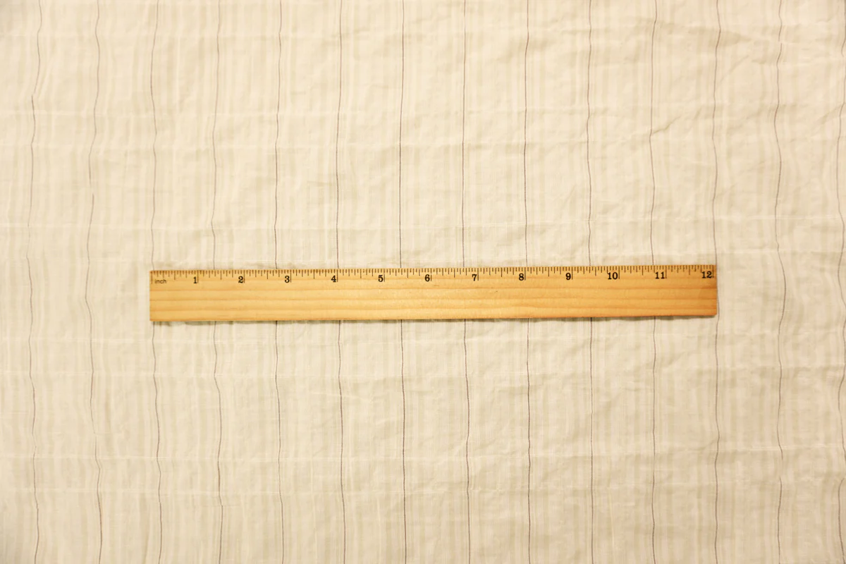 Beige-White Famous Maker Cotton Stripe-Plaid Crinkle Woven Fabric - Image 5
