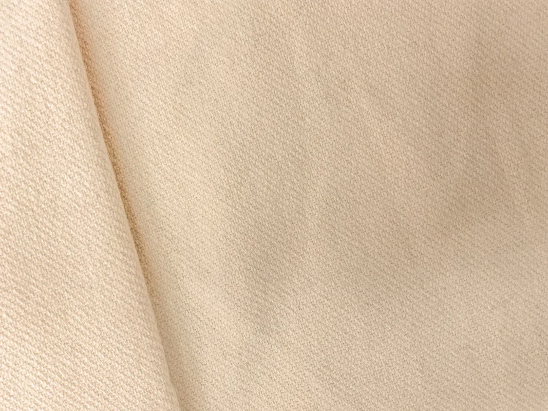 Beige Wool Solid Single Side Brushed Twill Coating Woven Fabric - Image 2