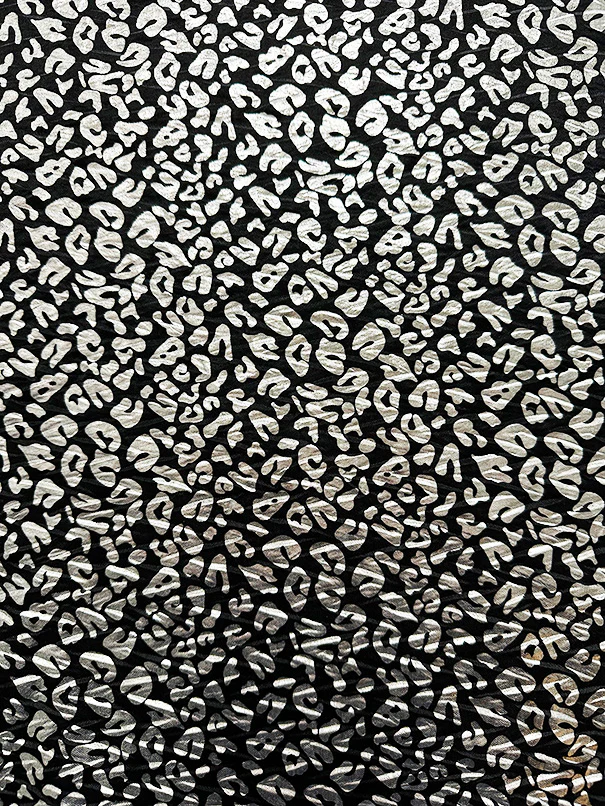 Black and Silver Animal Print Tissue Knit Fabric - Image 2