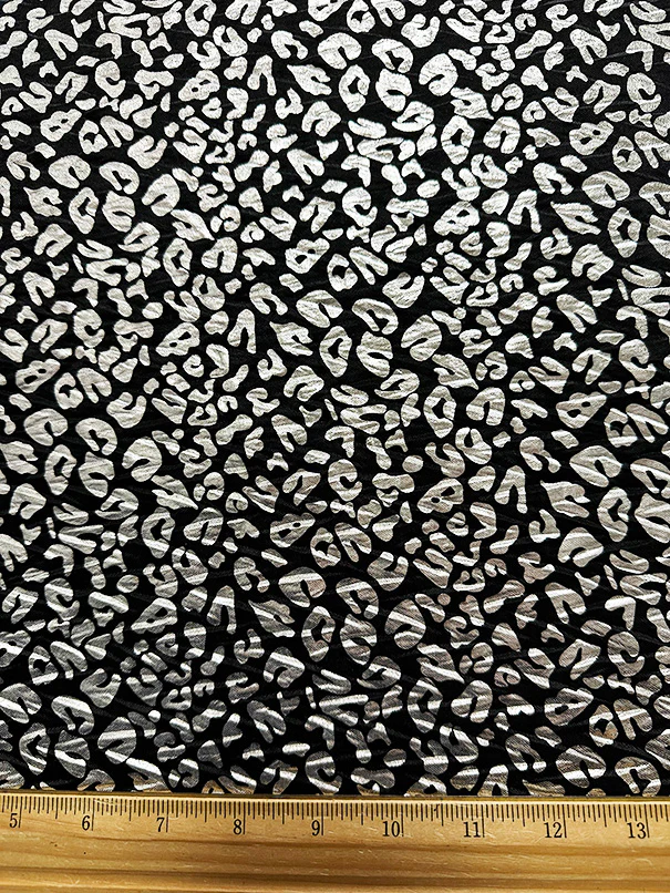 Black and Silver Animal Print Tissue Knit Fabric - Image 3