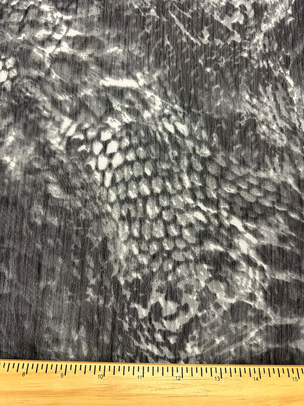 Black and White Animal Print Crinkled Poly Chiffon Fabric - Image 3