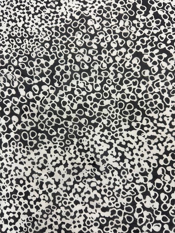 Black and White Circle Print Poly Chiffon Fabric - Image 2