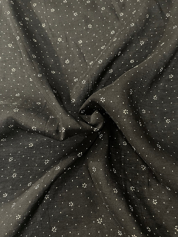 Black and White Floral Batiste Fabric - Image 2
