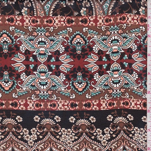 Black/Beige Multi Stylized Stripe Chiffon Fabric