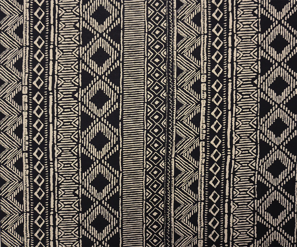Black-Beige Rayon Aztec Printed Voile Woven Fabric - Image 3