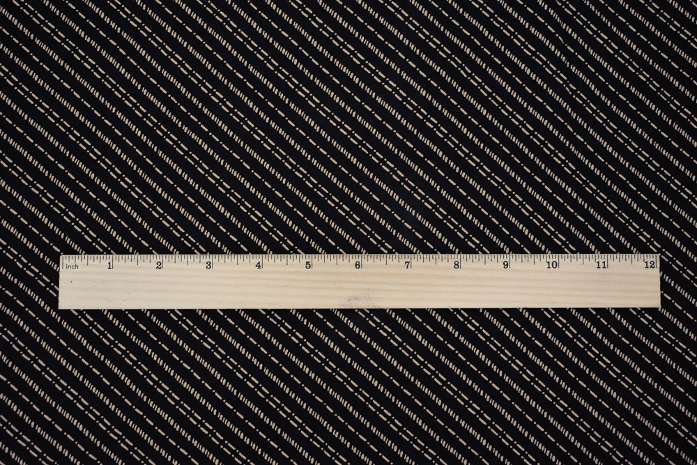 Black-Beige Rayon Stitch-Like Printed Challis Woven Fabric - Image 4
