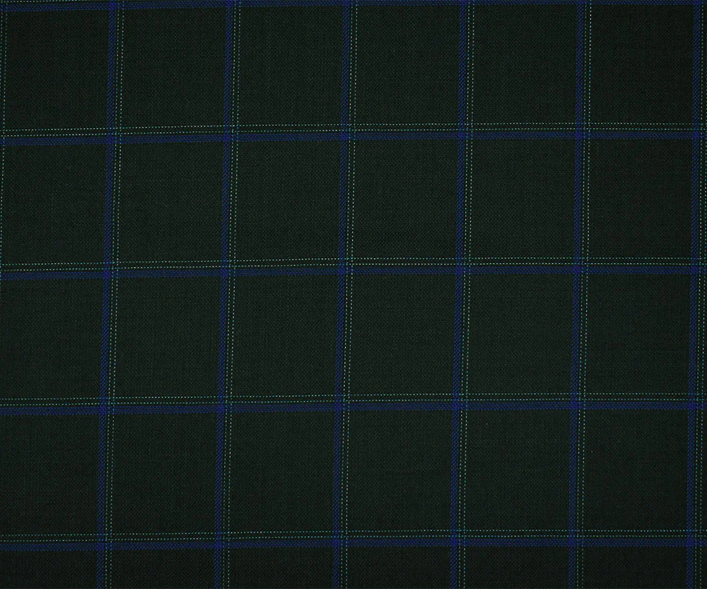 Black-Blue-Gray Tropical Poly Wool Check Twill Suiting Woven Fabric - Image 4