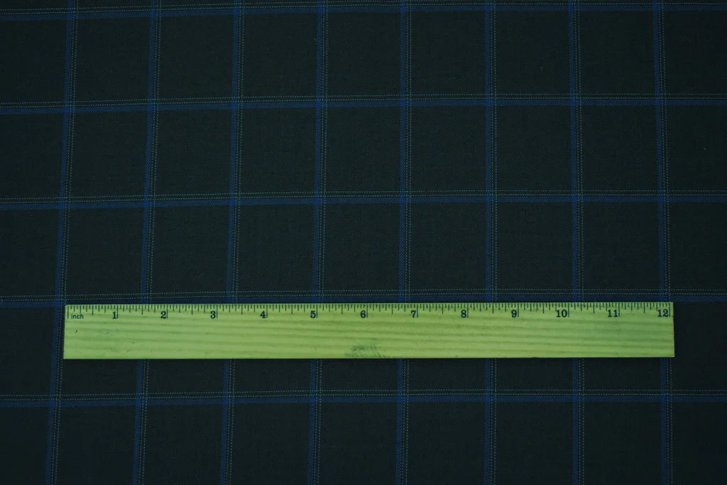 Black-Blue-Gray Tropical Poly Wool Check Twill Suiting Woven Fabric - Image 5