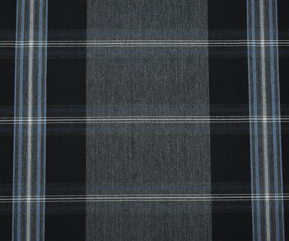 Black-Blue-Multi Wool-Polyester Plaid Woven Shirting Fabric - Image 4