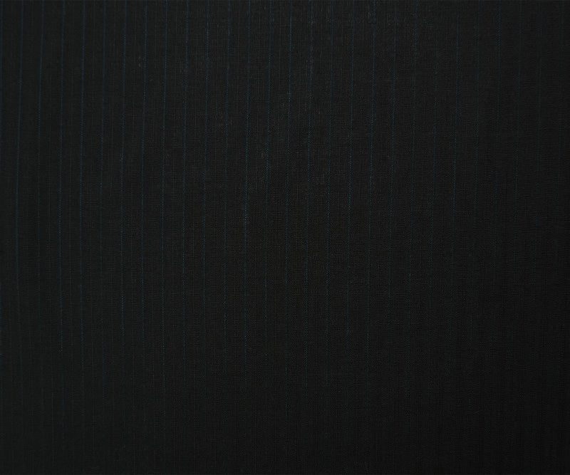 Black-Blue Tropical Wool Poly Stripe Woven Shirting Fabric - Image 4