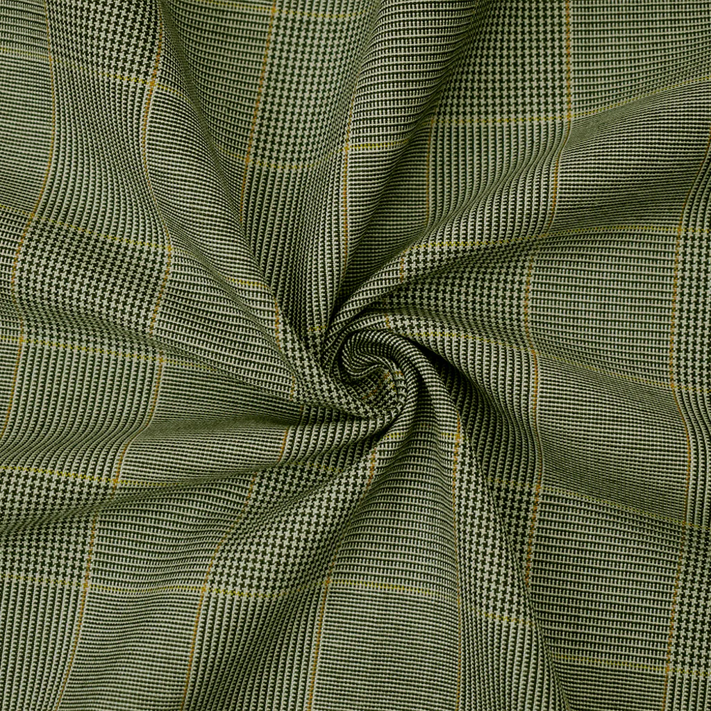 Black-Brown-Gray Poly Wool Glen Plaid Check Shirting Woven Fabric
