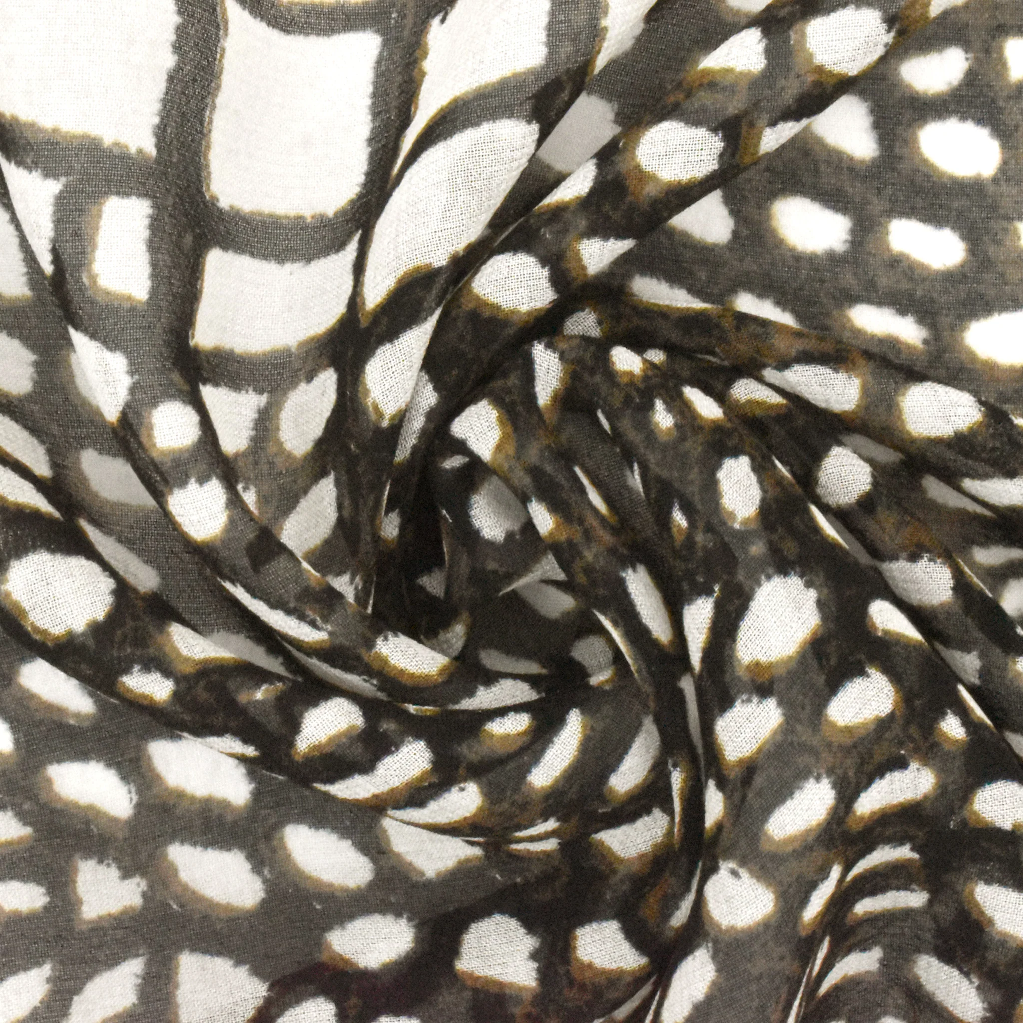Black-Brown-Ivory Reptile Pattern Printed Silk Chiffon Fabric - Image 4