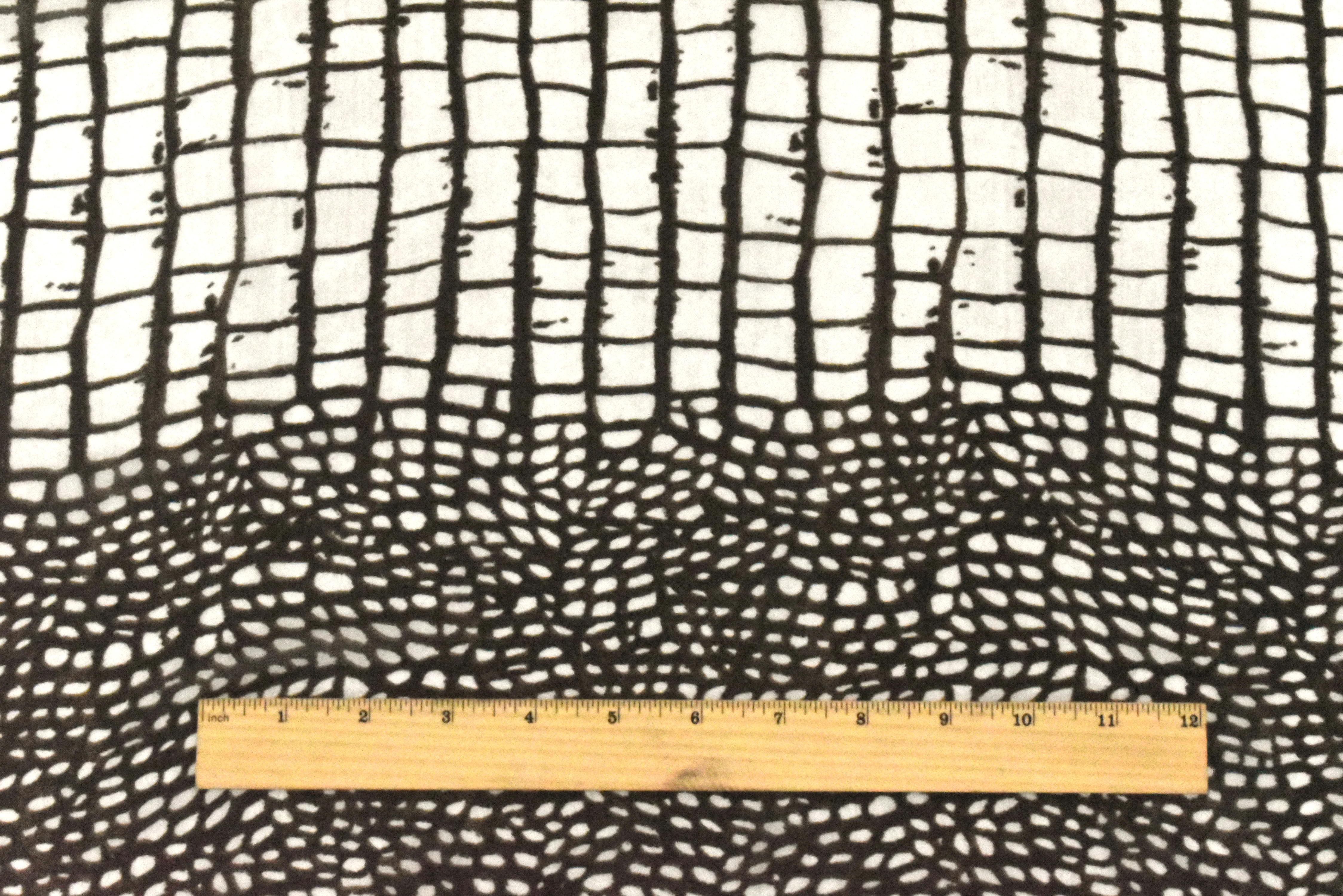 Black-Brown-Ivory Reptile Pattern Printed Silk Chiffon Fabric - Image 5