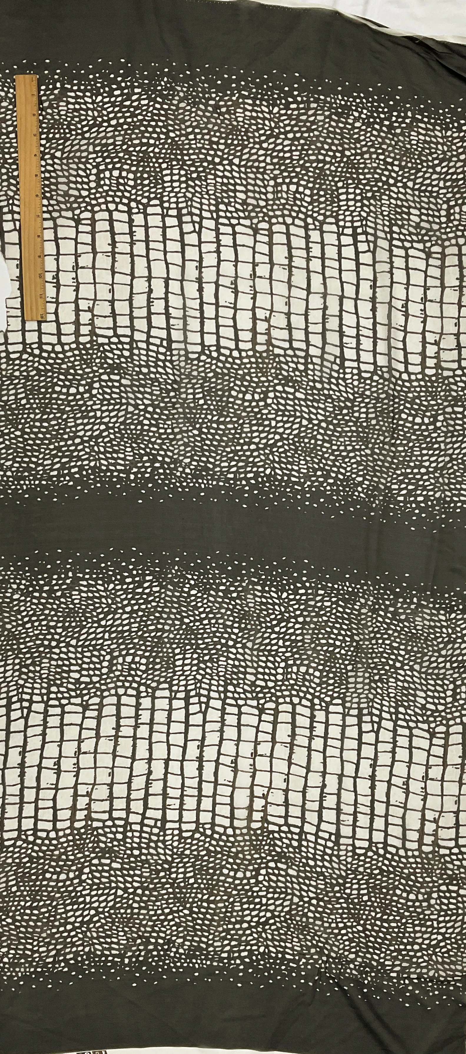 Black-Brown-Ivory Reptile Pattern Printed Silk Chiffon Fabric - Image 6