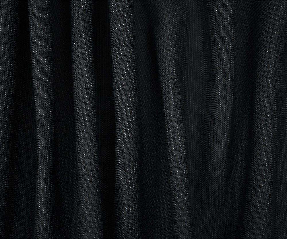 Black-Cool Gray Wool-Poly Stripe Woven Dobby Suiting Fabric - Image 3
