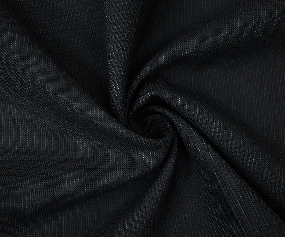 Black-Cool Gray Wool-Poly Stripe Woven Dobby Suiting Fabric - Image 4