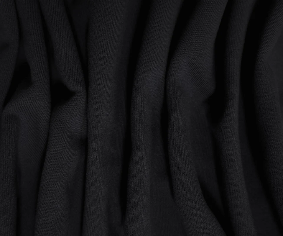 Black Cotton-Poly Solid Fleece Knit Fabric - Image 2