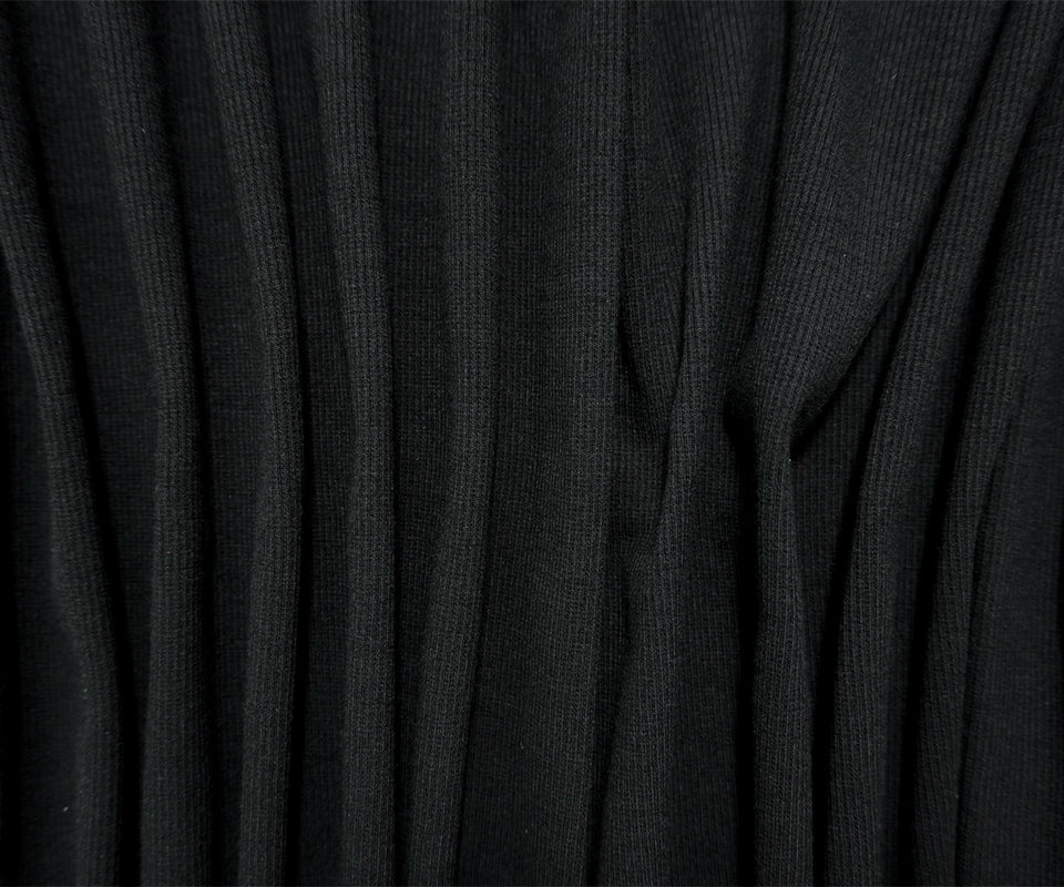 Black Cotton-Spandex 2x2 Rib Knit Fabric - Image 3