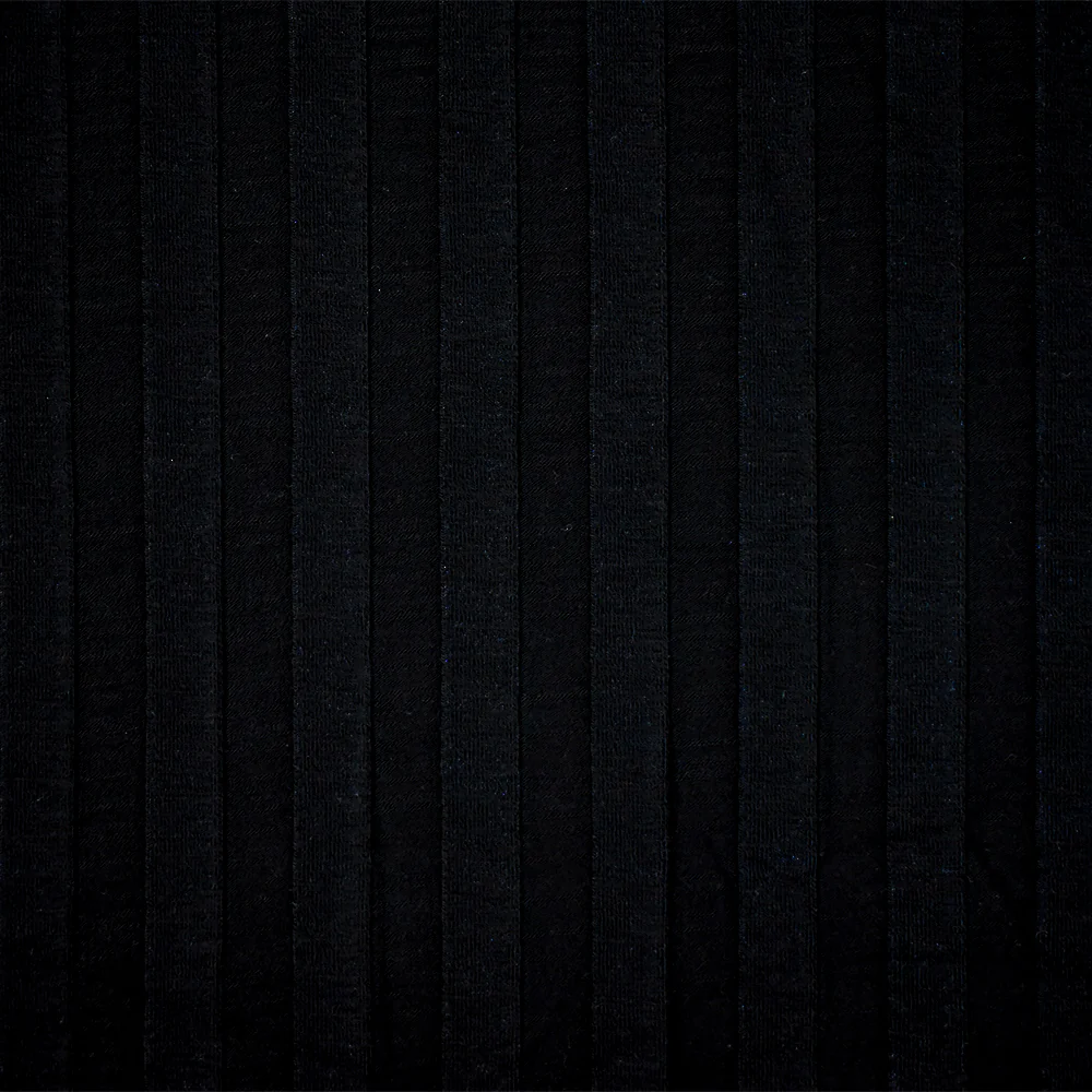 Black Cotton Stretch Spandex 18x18 Rib Knit Fabric