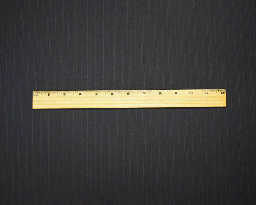 Black-Deep Blue Tropical Wool-Poly Japanese Vertical Stripe Shirting Fabric - Image 5