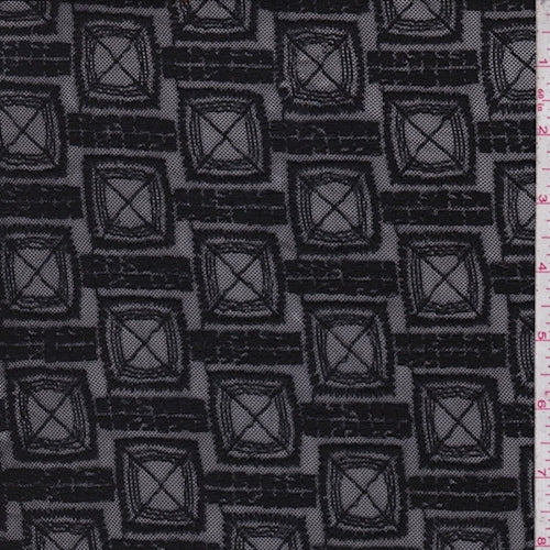 Black Embroidered Square Mesh Fabric