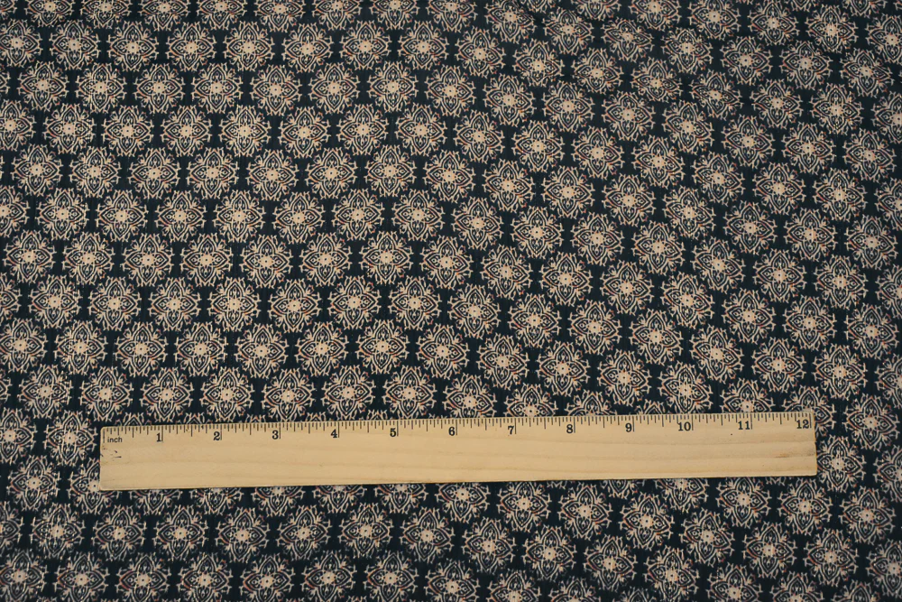 Black-Gold-Multi Medallion Print Poly Metallic Stripe Yoryu Chiffon Fabric - Image 4