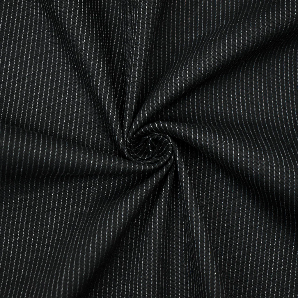 Black-Gray 7 oz. Cotton Stretch Spandex Striped Twill Denim Woven Fabric