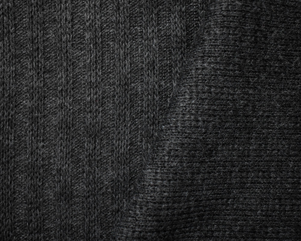 Black-Gray Acrylic Wool Sweater Rib Knit Fabric - Image 2