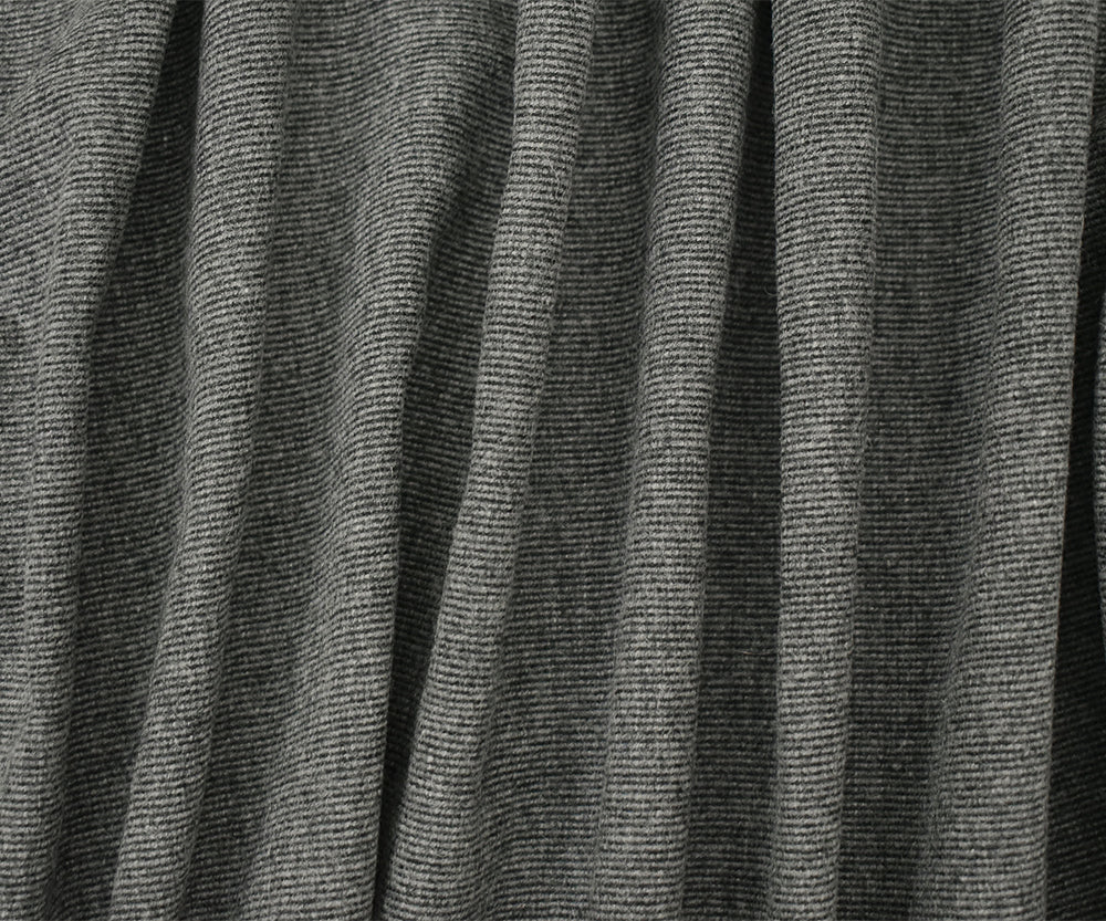 Black-Gray Cotton Wool Blend Textured Stripe Stretch Jacketing Woven Fabric - Image 3