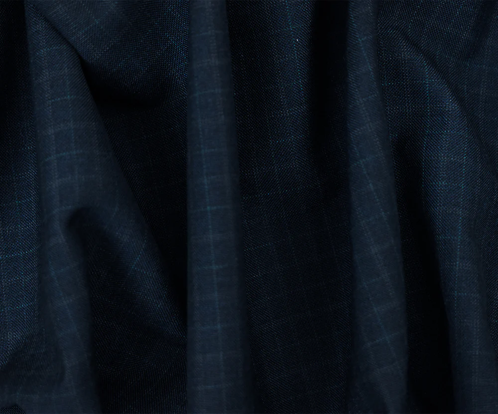 Black-Gray-Green Wool-Polyester Check Plaid Pattern Woven Shirting Fabric - Image 2