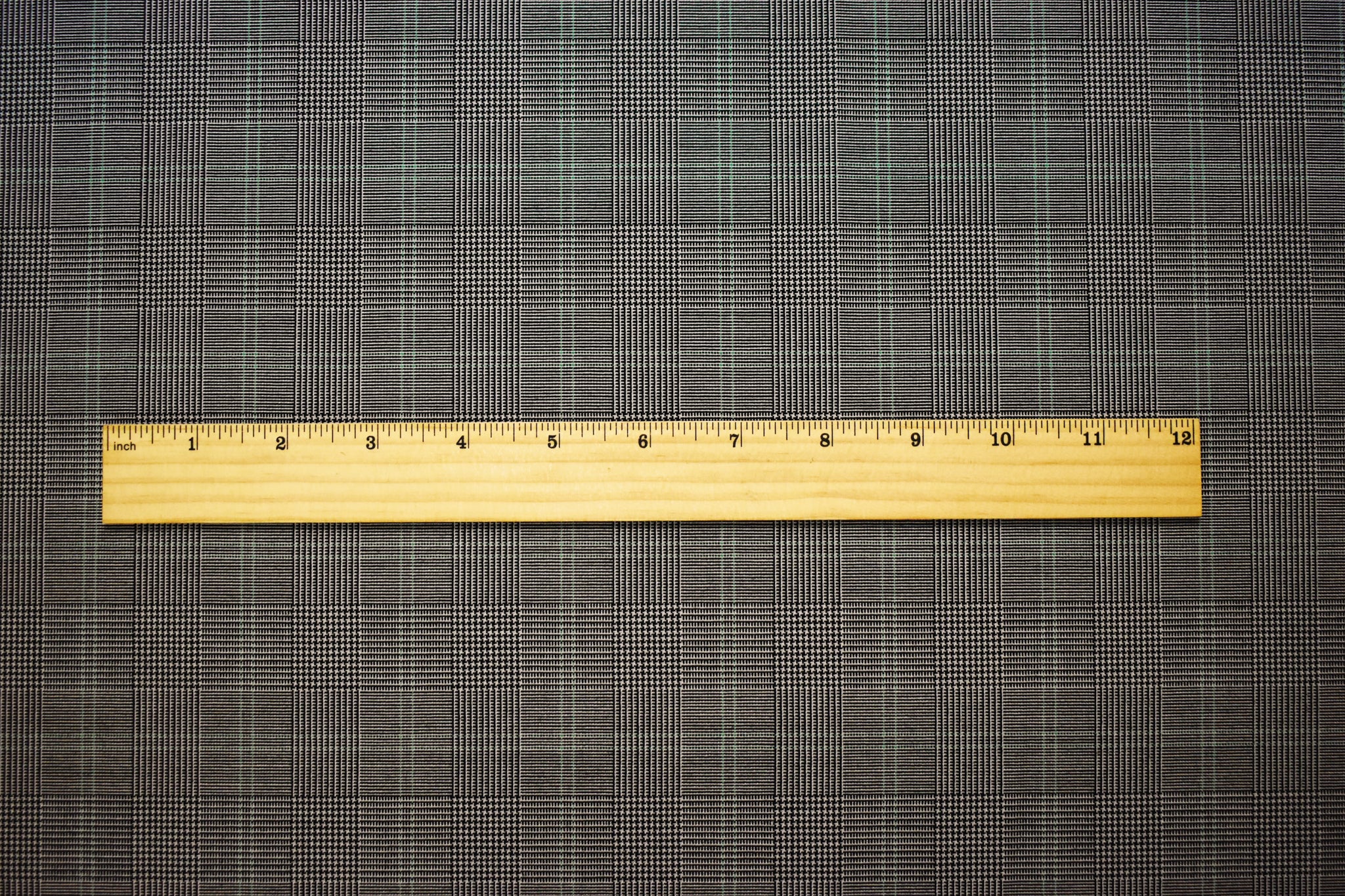 Black-Gray-Green Wool-Polyester Glen Plaid Woven Shirting Fabric - Image 5