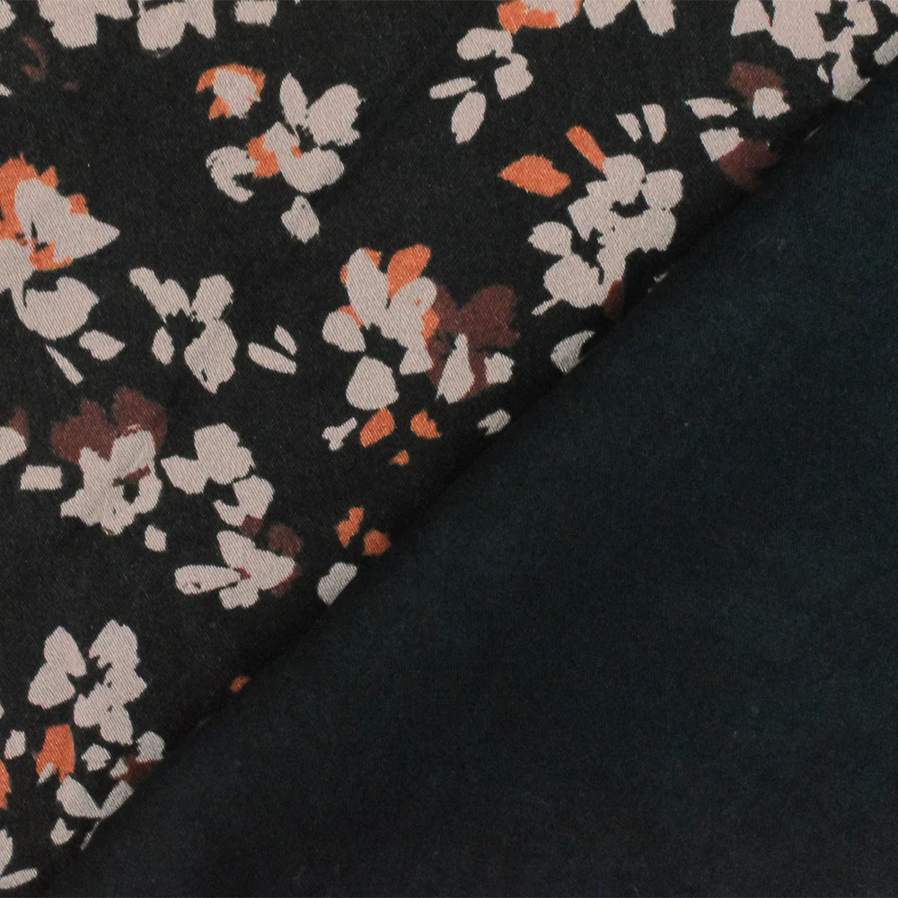 Black-Gray-Multi Floral Printed Rayon Satin Woven Fabric - Image 2