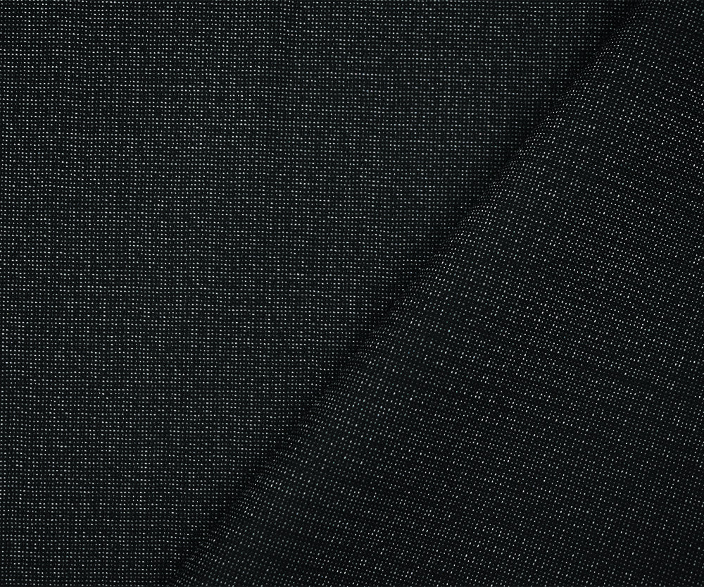 Black-Gray Poly Wool Blend Faded Check Plaid Stretch Shirting Woven Fabric - Image 2