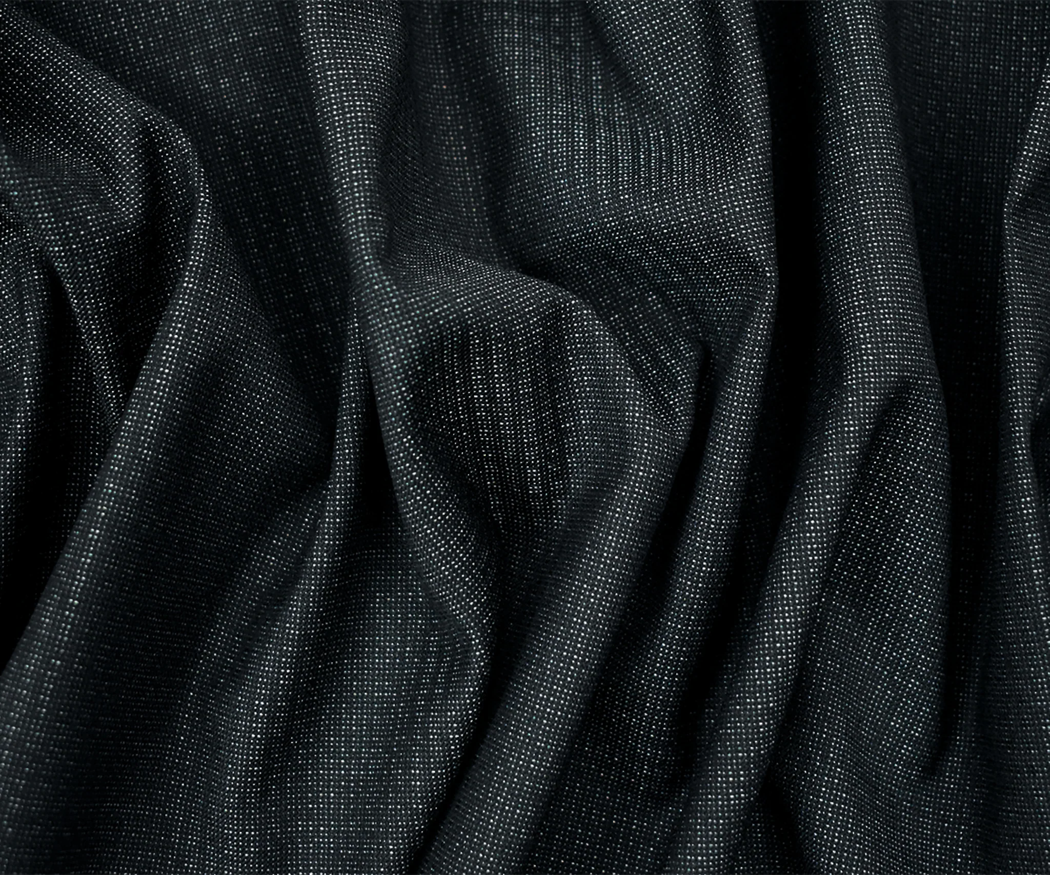 Black-Gray Poly-Wool Plaid Woven Shirting Fabric - Image 3