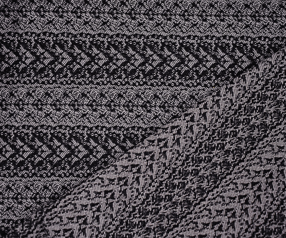 Black-Gray Rayon Blend Stretch Lace Stripe Bengaline Jacquard Fabric - Image 2