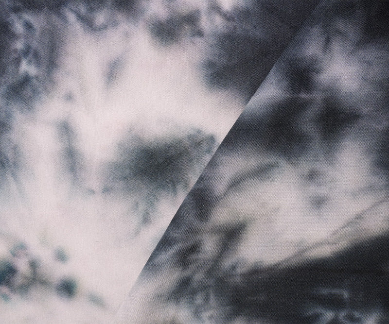 Black-Gray Rayon Tie Dye Printed Challis Woven Fabric - Image 2