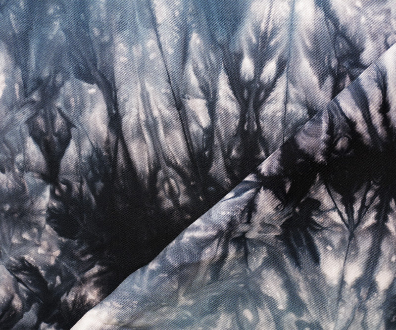 Black-Gray Rayon Tie Dye Printed Twill Woven Fabric - Image 2