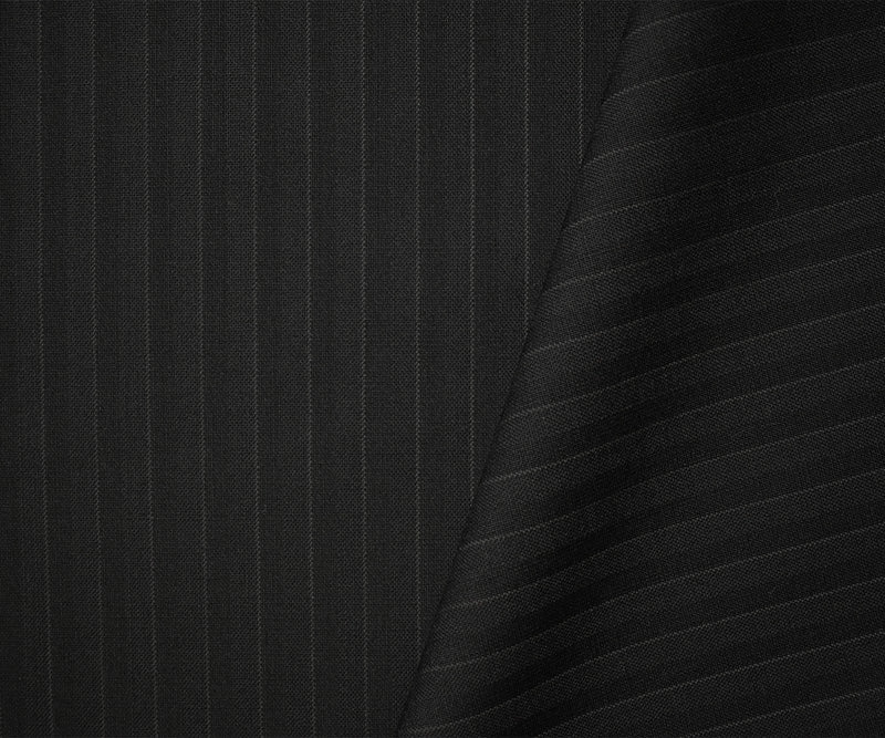 Black-Gray Tropical Wool Rayon Stripe Dobby Woven Shirting Fabric - Image 2