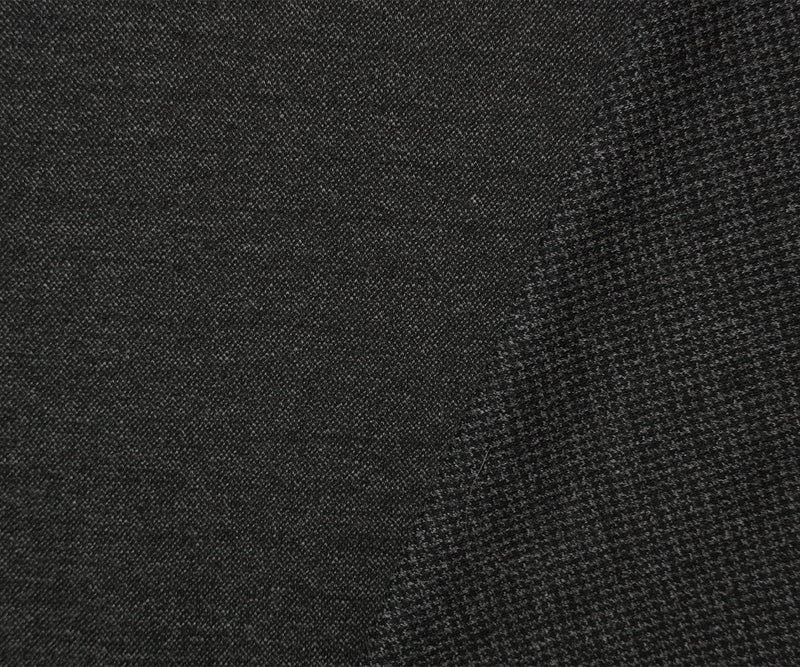 Black-Gray Wool Cotton Houndstooth Jacquard Double Knit Fabric - Image 2