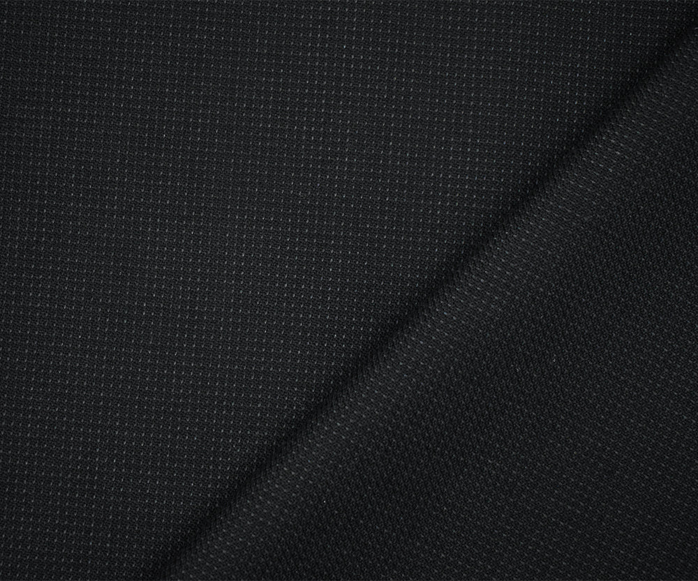 Black-Gray Wool-Poly Texture Dobby Woven Suiting Fabric - Image 2