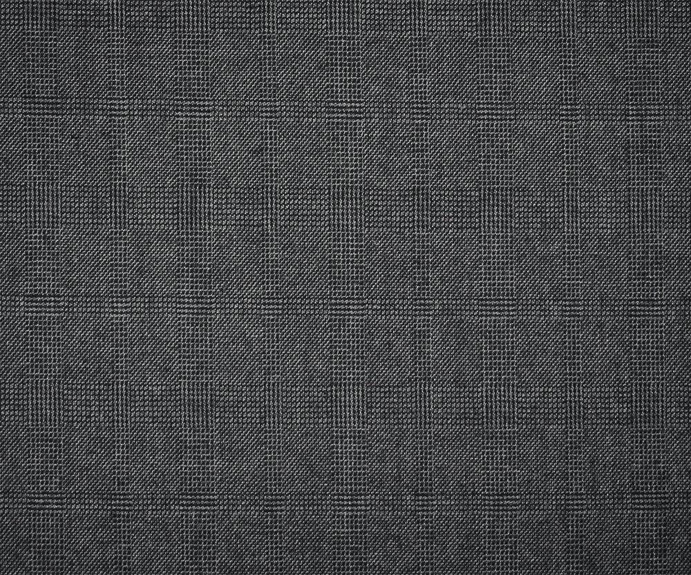 Black-Gray Wool Polyester Check Plaid Dobby Suiting Fabric - Image 4