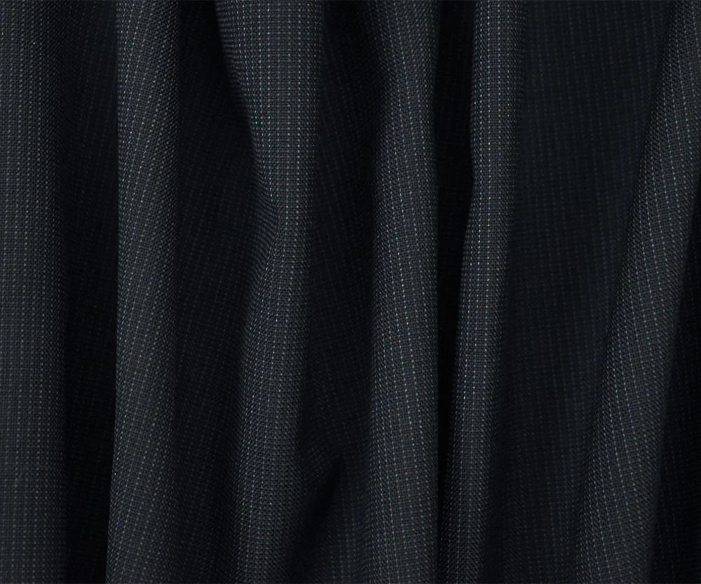 Black-Gray Wool Polyester Dobby Woven Suiting Fabric - Image 2