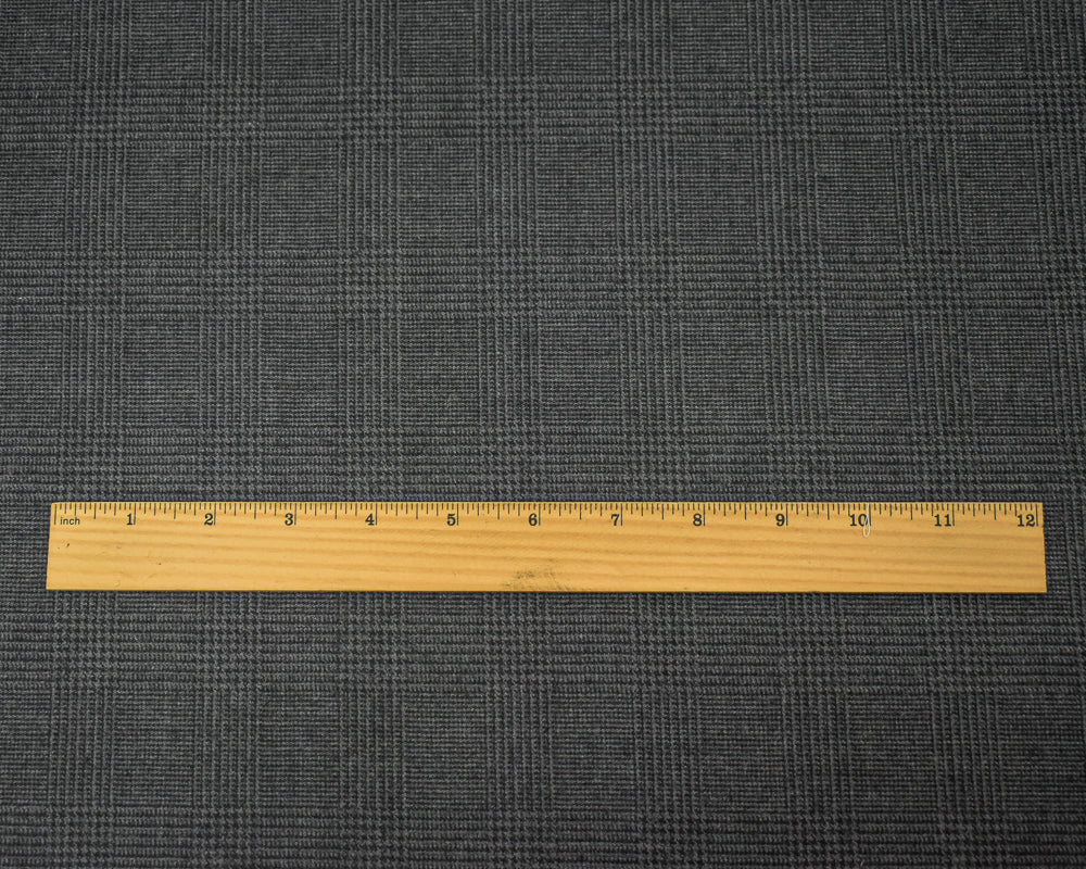Black-Gray Wool-Polyester Glen Plaid Suiting Woven Fabric - Image 4