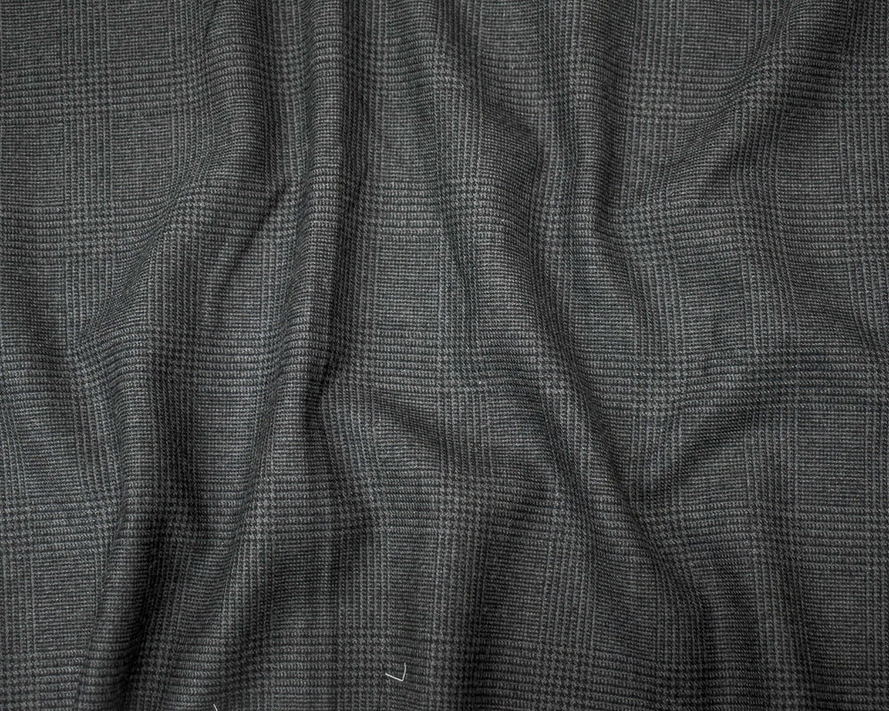 Black-Gray Wool-Polyester Glen Plaid Suiting Woven Fabric - Image 5